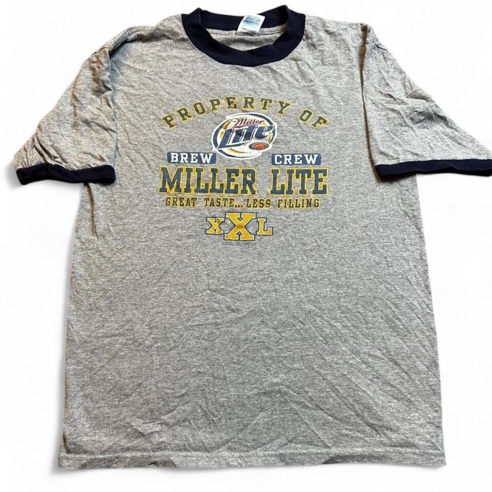 Vintage Y2K miller lite brew crew ringer‎ tshirt size medium